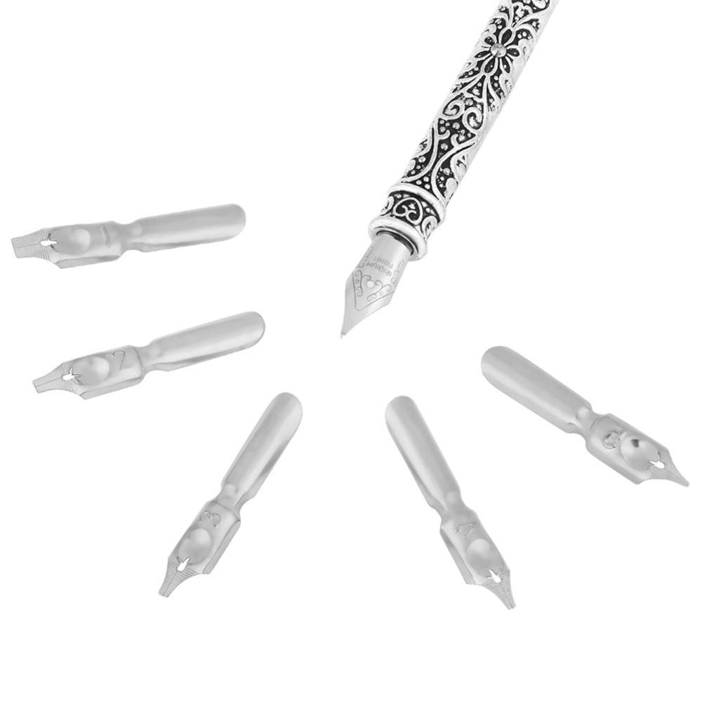 Small Feather Quill & Ink Set - Silver