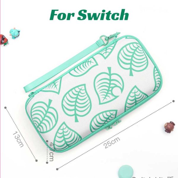 ACNH Case For Switch/Switch Lite White Carrying Case Green Leaf - RegisBox