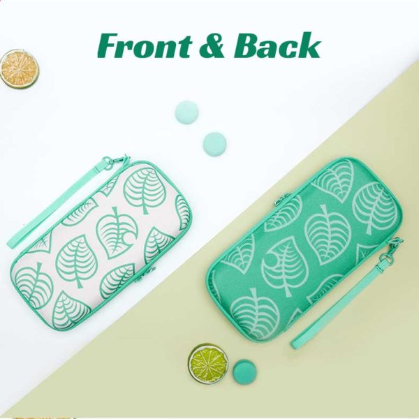 ACNH Case For Switch/Switch Lite White Carrying Case Green Leaf - RegisBox