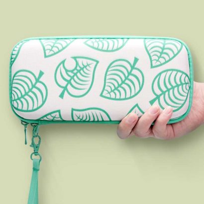 ACNH Case For Switch/Switch Lite White Carrying Case Green Leaf - RegisBox