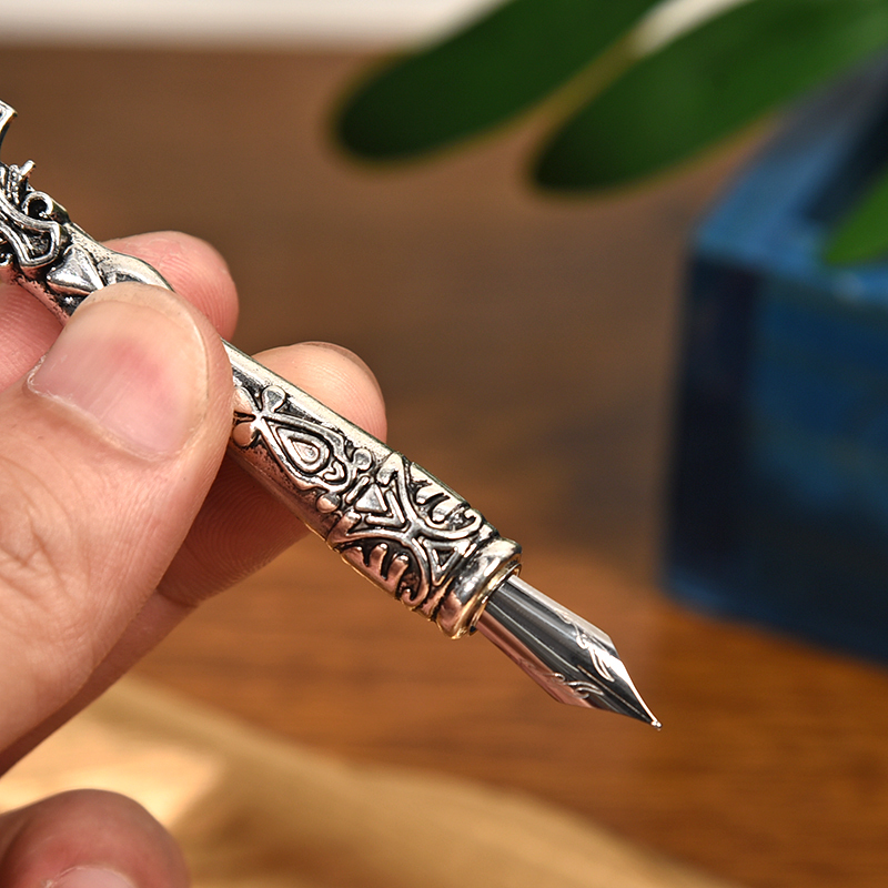 Metal Feather Pen Unique Quill Pen 5 Nibs Handwriting Dip Pens - RegisBox