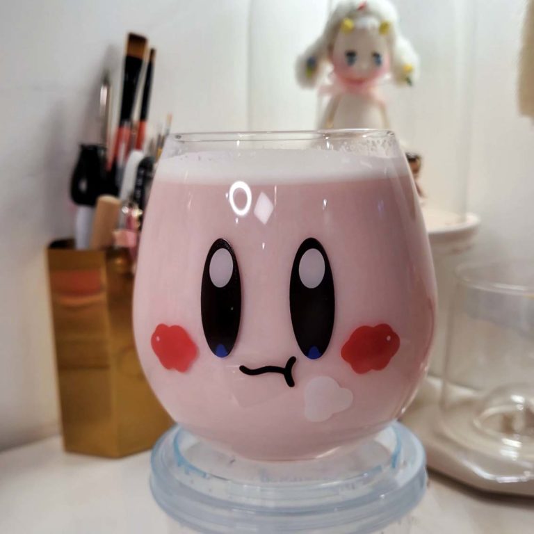 Kirby Glass Cup Cute Kirby Tumbler Glasses Kawaii Kirby Drinking Glassware 16oz RegisBox