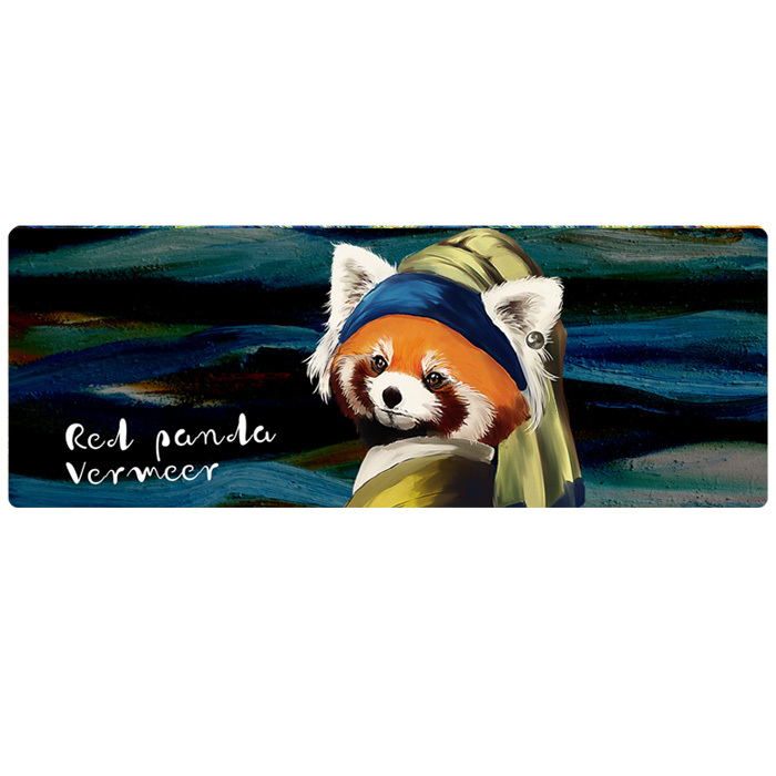 Red Panda x Famous Art Desk Mat Artistic Red Panda Large Mouse Pad - C