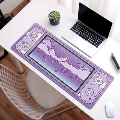 Moon And Stars Large Desk Mat Kawaii Aesthetic Mouse Pad Cute Sky Art ...