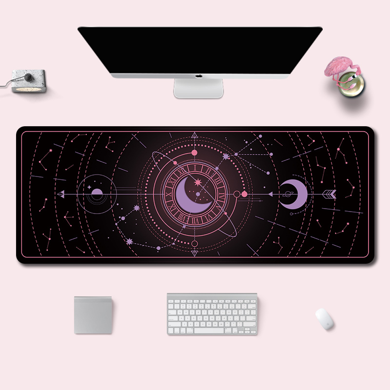 Crescent Moon Desktop Mat Astronomy Room Decor Stars Keyboard Pad - B