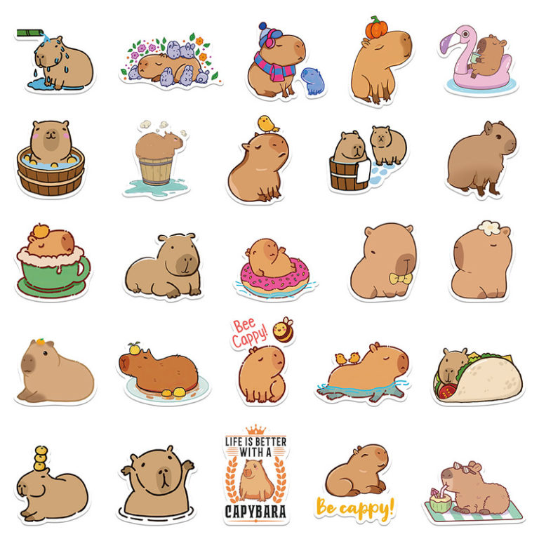 Capybara Stickers Cute Capybara Laptop Decal Waterproof Vinyl Stickers ...