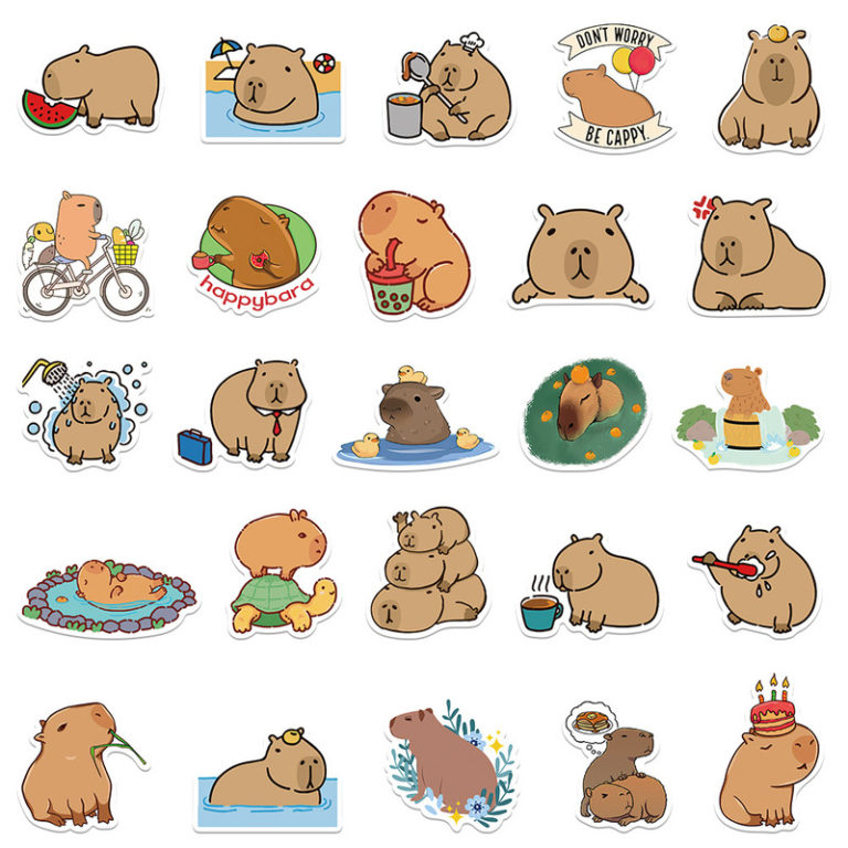 Capybara Stickers Cute Capybara Laptop Decal Waterproof Vinyl Stickers ...