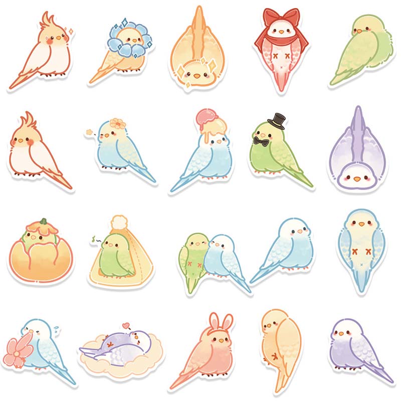 40PCS Parrot Stickers Cute Birds Laptop Decal Cockatiel Waterproof Sticker  Set - RegisBox