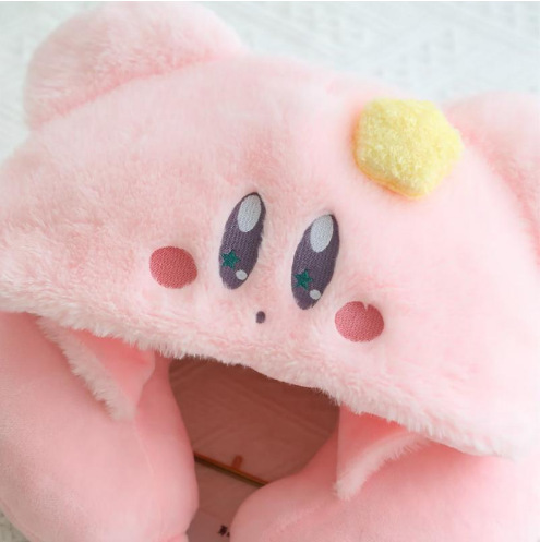 Lovely Kirby Peluche Plush Kirby Pink Hooded U-shaped Pillow Neck Pillow  Comfortable Cushion Travel Pillow Xmas Gift For Girls - AliExpress