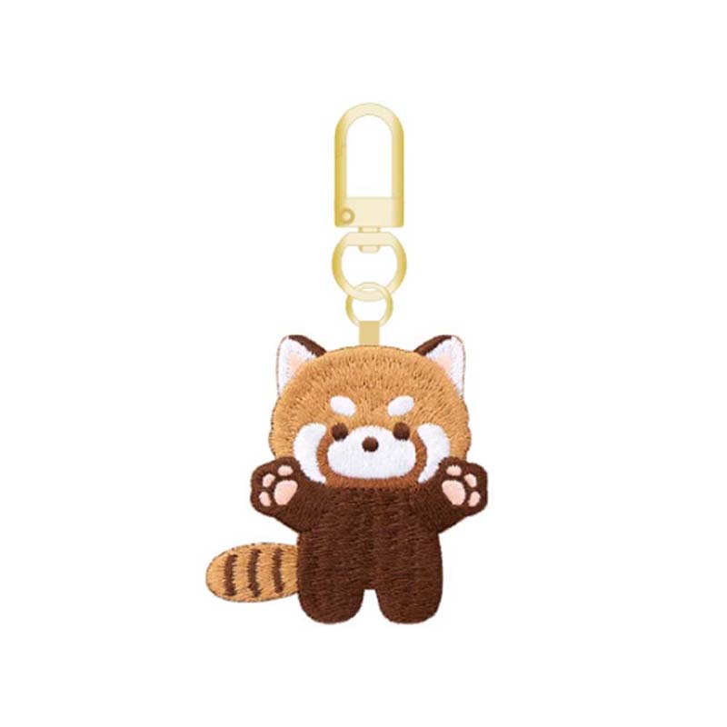 Embroidered Red Panda Keychain Cute Embroidered Lesser Panda Key Rings - F