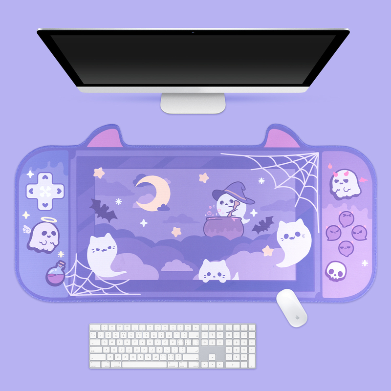 Black Cat Desk Mat, Anime Desk Mat, Kawaii Office Accessories