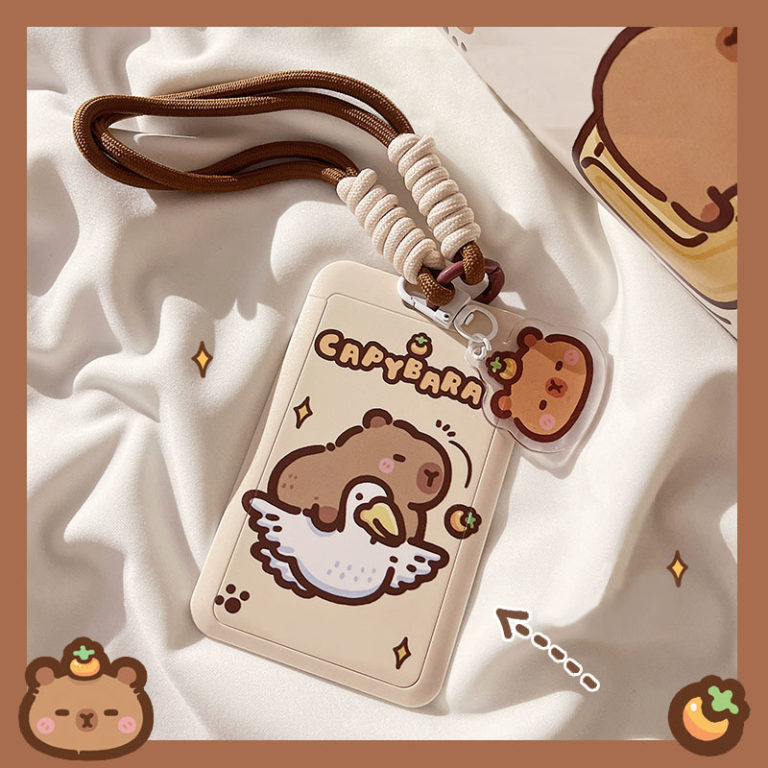 Kawaii Capybara ID Card Holder Capybara Meme Accessories Cute Food Art ...